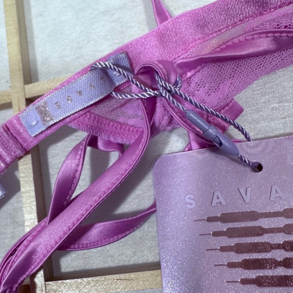 Savage X Fenty Pink Floral Lace Tie Back Bralette NWT [7050] - Picture 7 of 9